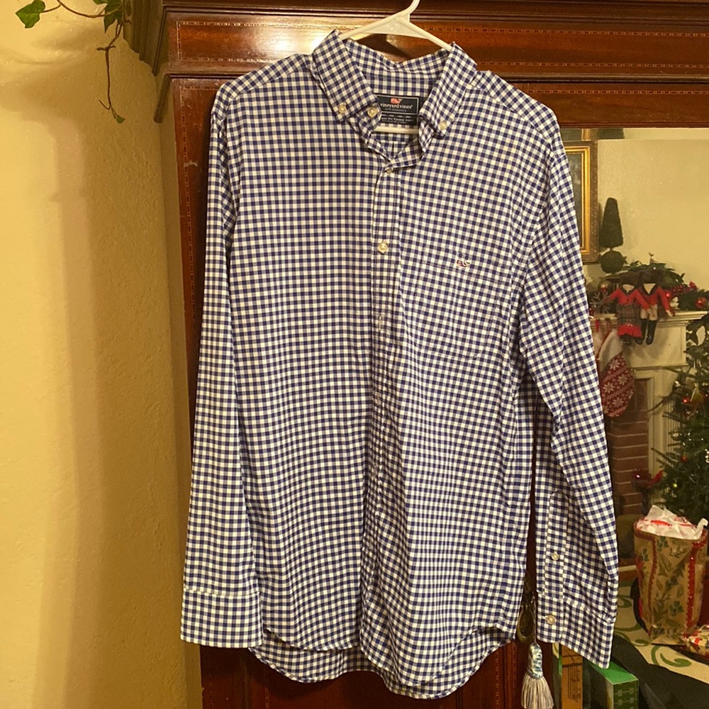 Mens Vineyard Vines Gingham Performance Button Down - Size Medium